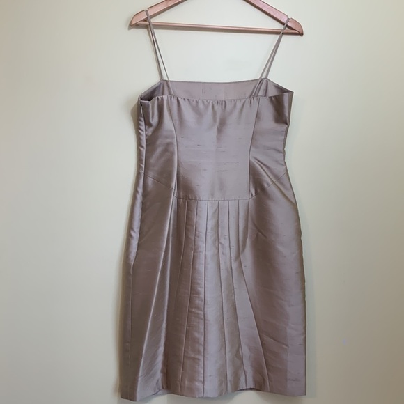 BCBGMaxAzria Cocktail Raw Silk Fully Lined Zip Spaghetti Strap Sheath Dress 10 - Picture 17 of 17